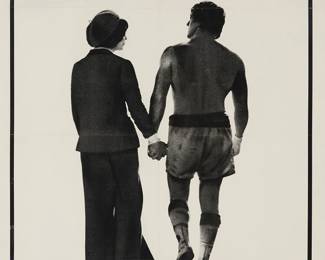 2075
An original theatrical release movie poster for "Rocky," 1976
Offset lithograph on poster paper
From the edition of unknown size and date
Appears unsigned
Sight: 40.5" H x 26.5" W
Estimate: $200 - $300