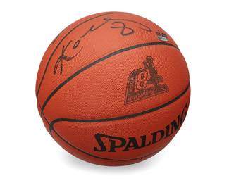 2032
Kobe Bryant Autographed 2000 Kobe 8 NBA Championship Spalding Basketball
Edition 11/108
The NBA 2000 Championship Official Game Ball with signature and # 8 in black ink
9.5" Dia. approximately
Accompanied by a Certificate of Authenticity issued by Upper Deck Authenticated, numbered BAG60548, with matching holographic tag to item.
Estimate: $3,000 - $3,500