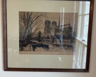 Notre Dame Cathedral Etching