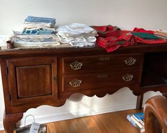 Antique Cherry Wood Chest of Drawers with Brass Hardware