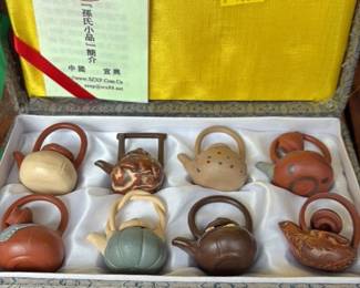 Set of 8 Miniature Chinese Yixing Clay Teapots