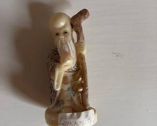 Vintage Figurine of an Elderly Man with a Staff
