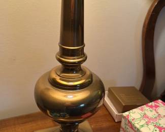 Vintage Brass Table Lamp with Pleated Shade