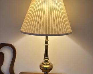 Vintage Brass Table Lamp with Pleated Shade