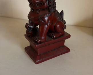 Red Lacquered Foo Dog Statue