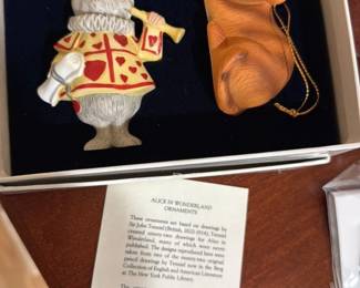 Alice in Wonderland Ornaments - Cheshire Cat and White Rabbit