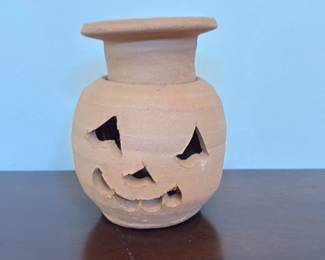 Terracotta Jack o' Lantern Candle Holder