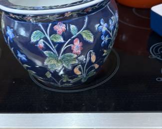 Blue Floral Ceramic Planter