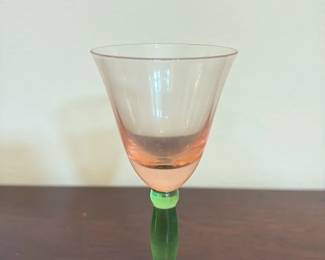 vintage two-tone art glass wine goblet