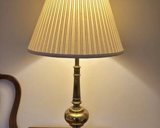 Vintage Brass Table Lamp with Pleated Shade