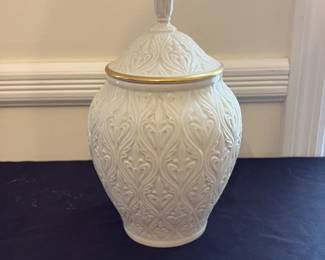 Lenox "Winter Greetings" covered jar