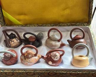 Set of 8 Miniature Chinese Yixing Clay Teapots