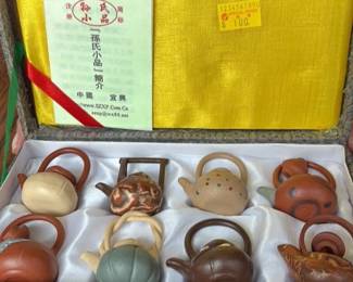 Set of 8 Miniature Chinese Yixing Clay Teapots