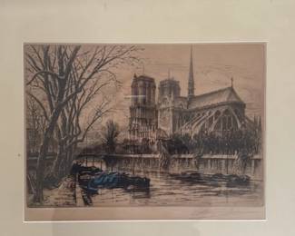 Etching of Notre Dame Cathedral
