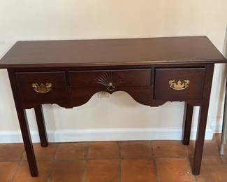 Antique Mahogany Side Table with Fan Carving