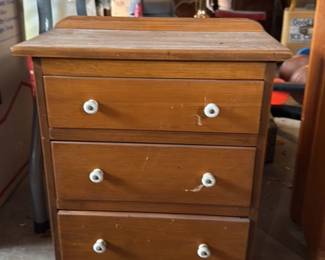 Vintage Wood Chest of Drawers with Ceramic Knobs