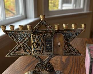Art Nouveau Hanukkah Menorah