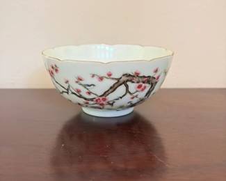 Chinese Porcelain Bowl with Bird and Blossom Motif