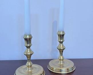 Brass Candlesticks with Taper Candles
