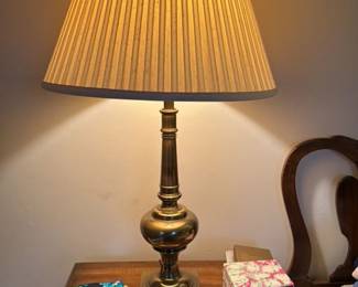 Vintage Brass Table Lamp with Pleated Shade
