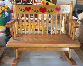 Hand Painted Wooden Rocking Bench