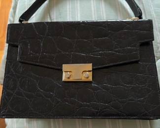 Vintage Black Embossed Leather Handbag