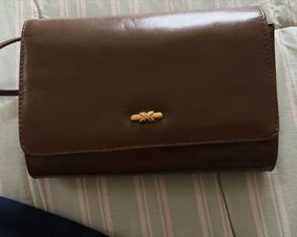 Vintage Brown Leather Clutch/Shoulder Bag
