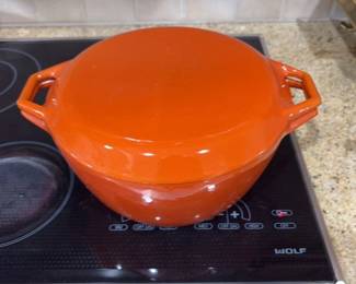 Orange Enameled Cast Iron Dutch Oven