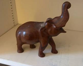 Carved Wooden Elephant Figurine