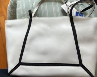 Claudia Firenze White Leather Tote Bag