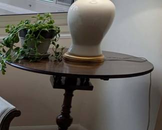 Tilt top table and lamp