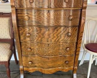 Beautiful Antique Serpentine Oak Tall Boy/Chest of Drawers