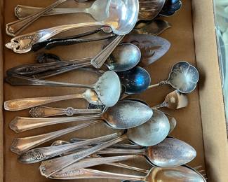 Box of Vintage and Antique Silver Plated Flatware