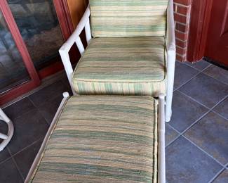 Vintage Rattan Patio Chair and Ottoman