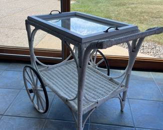 Antique Rattan & Wicker Tea Cart