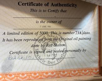 1990 Reproduction Oil Painting “I Love You”’ signed #738/5000