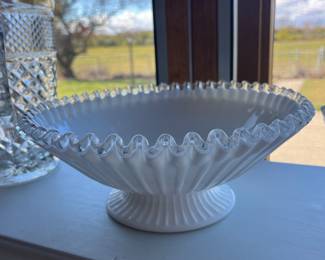 Vintage Fenton Silver Crest milk glass bowl