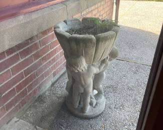 Concrete Cherub Planter