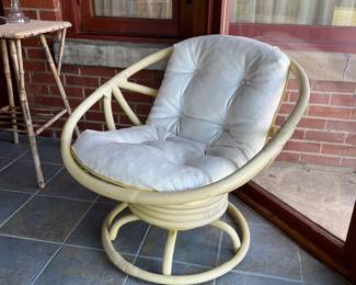 Vintage Ficks Reed style Circular Rattan Rocking Chair