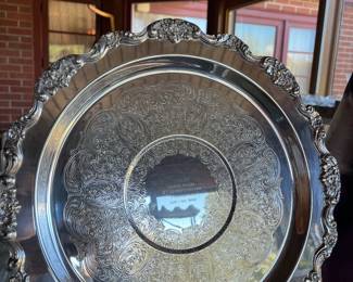 International Silver Co silver-plated serving tray "Lloyd L. Seely Trophy" 1977 Illinois State Fair for the "3 Year Old Pace" event