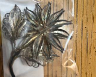 Vintage Sterling Silver Filigree Brooch