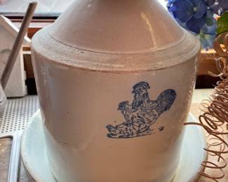 Antique stoneware chicken waterer