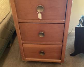 Set of midcentury three drawer nightstands