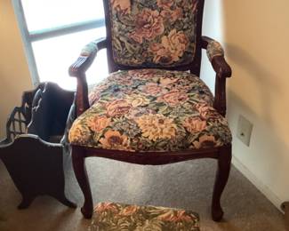 Antique chair with matching footstool