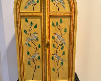 Hand-Painted Cabinet on Bamboo-Rattan Base