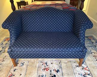 Upholstered Sette and Chinese Silk Rug