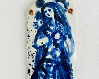 One of two signed Sue Bolt original ceramic wall hangings.
