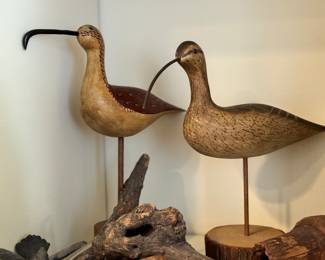 Hand Carved Sandpipers, Signed, "WEK, Will Kirkpatrick, 1986, Curlew"- Cape Cod