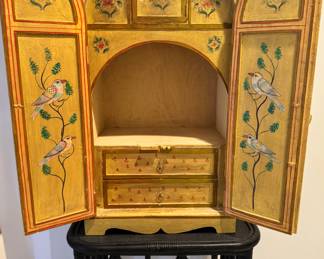 Hand-Painted Cabinet on Bamboo-Rattan Base (inside)