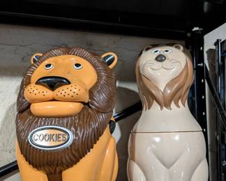 Left: 1999 Talking, Roaring Lion Cookie Jar